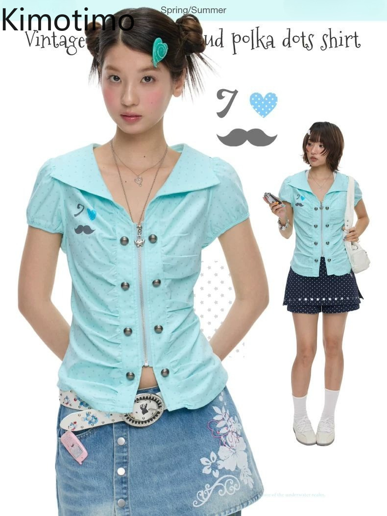 Women'S Y2K Fashion Aesthetic - Kimotimo Japanese Cute Polka Dot Print