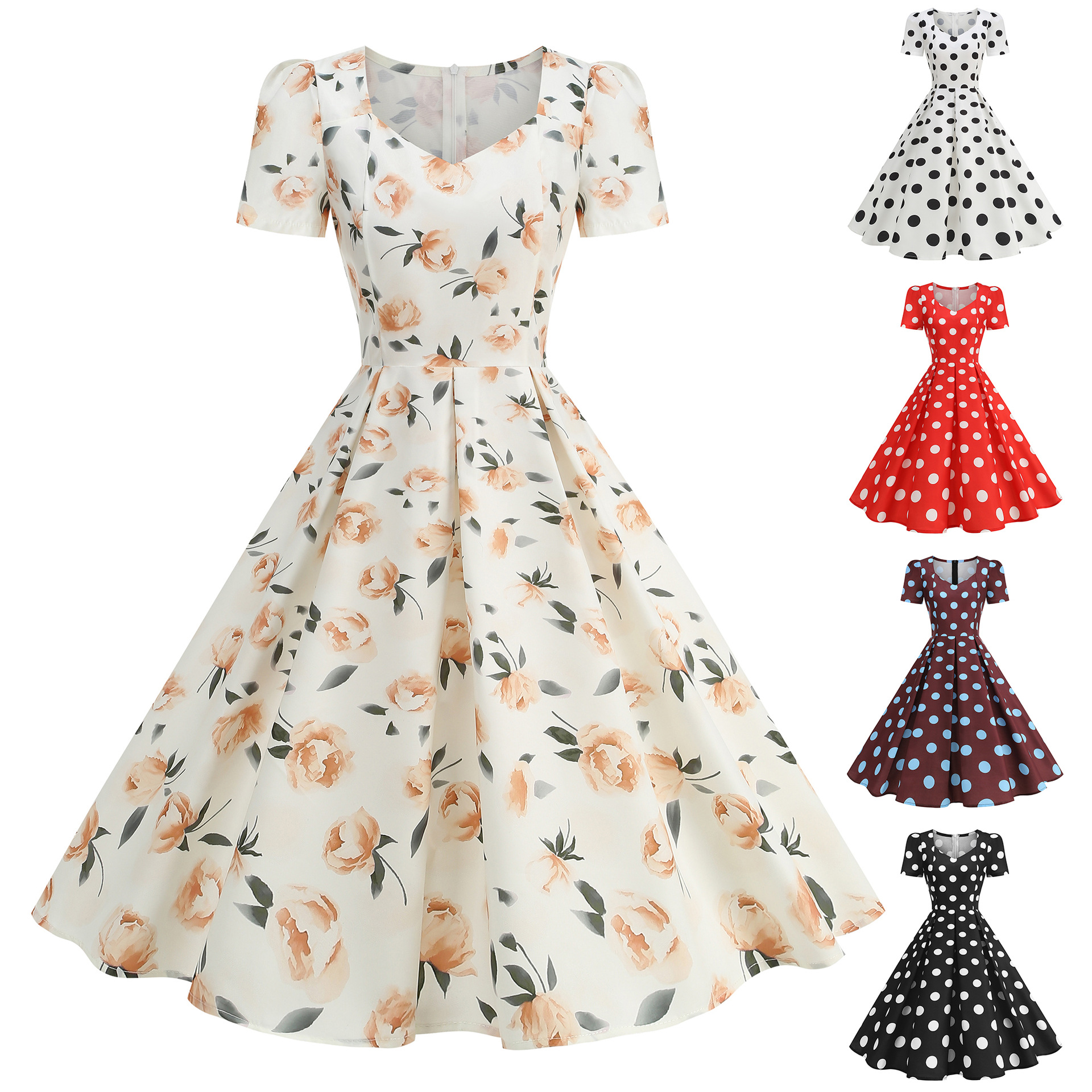 Women'S Fashion In The 1950S - Chic Floral Print Women Vintage Summer