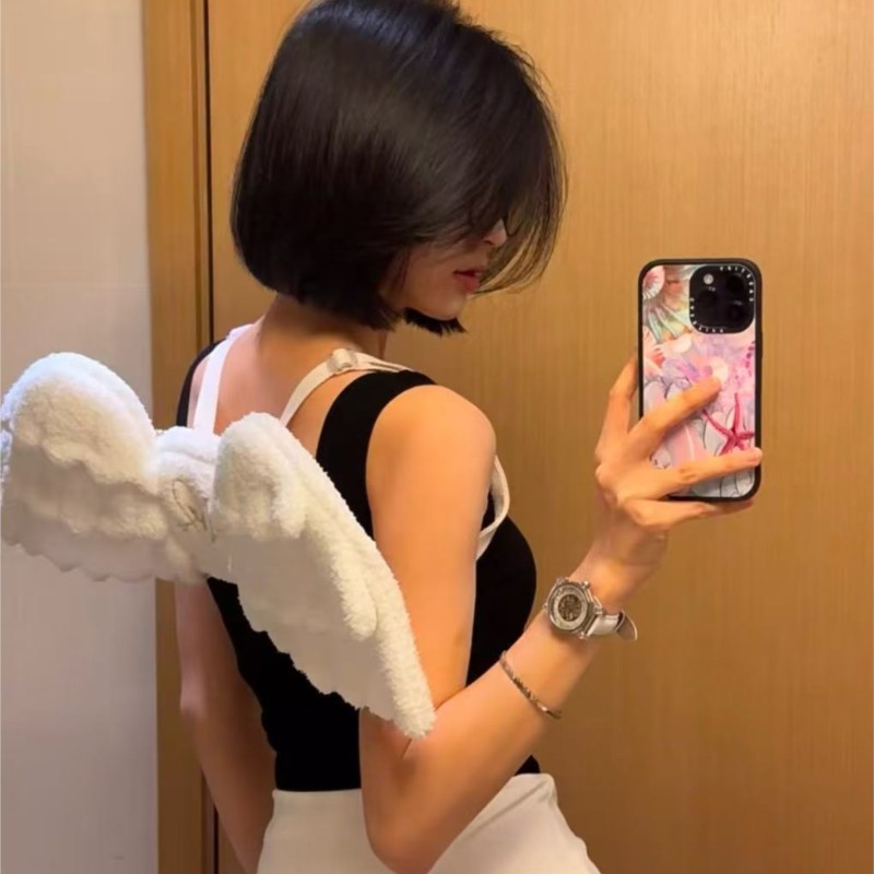 Women Fashion Online - JIAERDI Sweet White Angel Wing Backpack