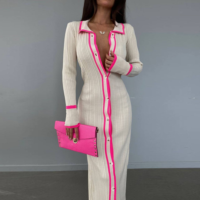 Longline Cardigan Knit - Autumn Knitted Long-sleeved Button Down Lapel