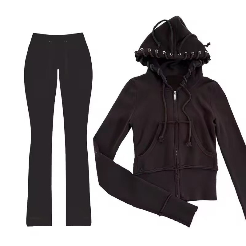 Women'S Y2K Fashion Aesthetic - New Fashion Knitted Streetwear Two-Piece Suit