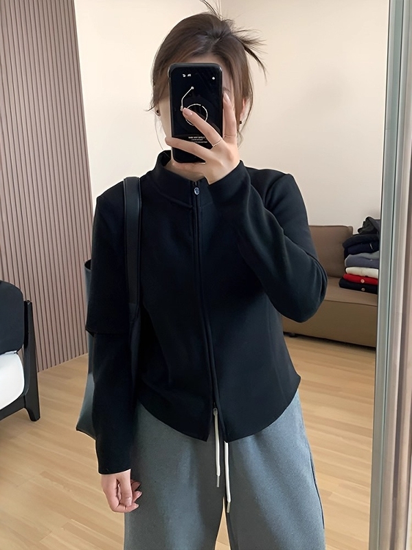 plus Size Double Zipper Fleece - Longline Cardigan Knit recensione e prezzo