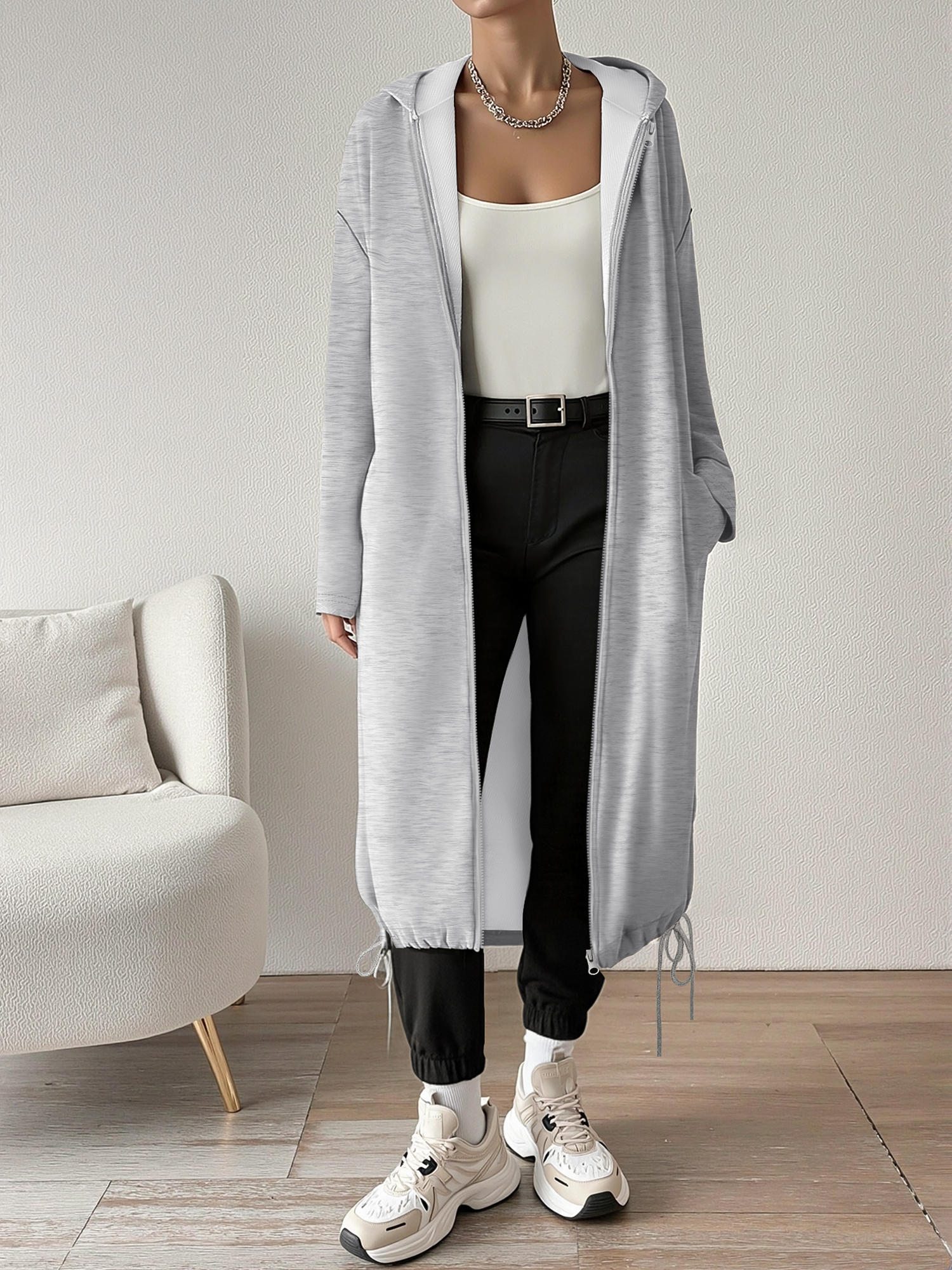 2026 New Longline Hooded Sweat - Longline Cardigan Knit recensione e prezzo