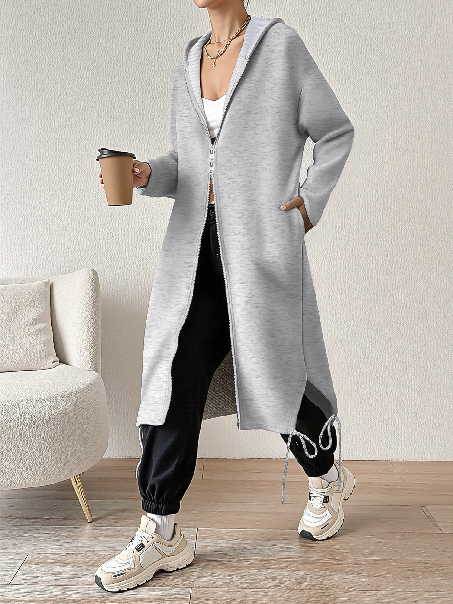 2026 New Longline Hooded Sweat - Longline Cardigan Knit recensione e prezzo