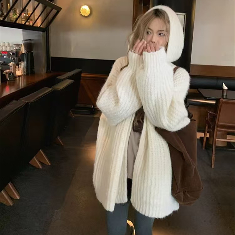 Chunky Knit Open Front Hooded  - Longline Cardigan Knit recensione e prezzo