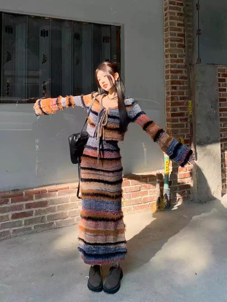 Vintage Striped Knit Cardigan  - Longline Cardigan Knit recensione e prezzo