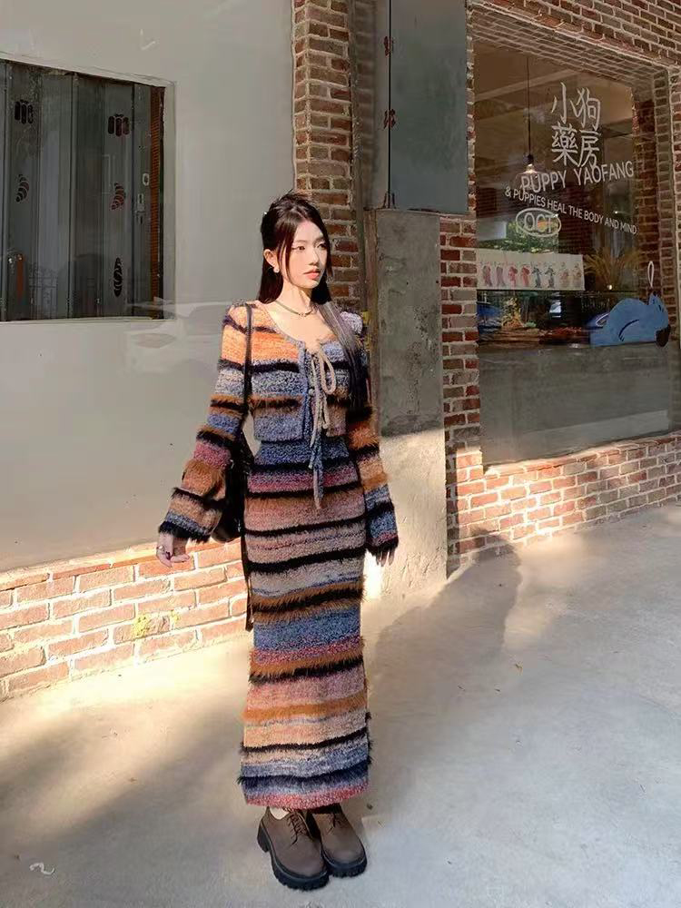 Vintage Striped Knit Cardigan  - Longline Cardigan Knit recensione e prezzo