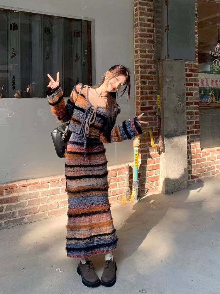 Vintage Striped Knit Cardigan  - Longline Cardigan Knit recensione e prezzo