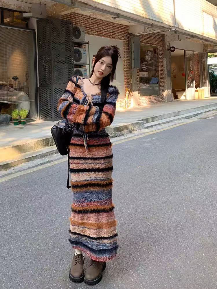 Vintage Striped Knit Cardigan  - Longline Cardigan Knit recensione e prezzo