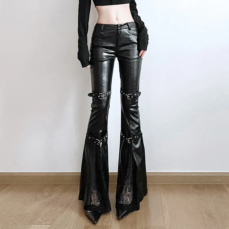 Women's PU Leather Flare Pants - Women'S Y2K Fashion Aesthetic recensione e prezzo