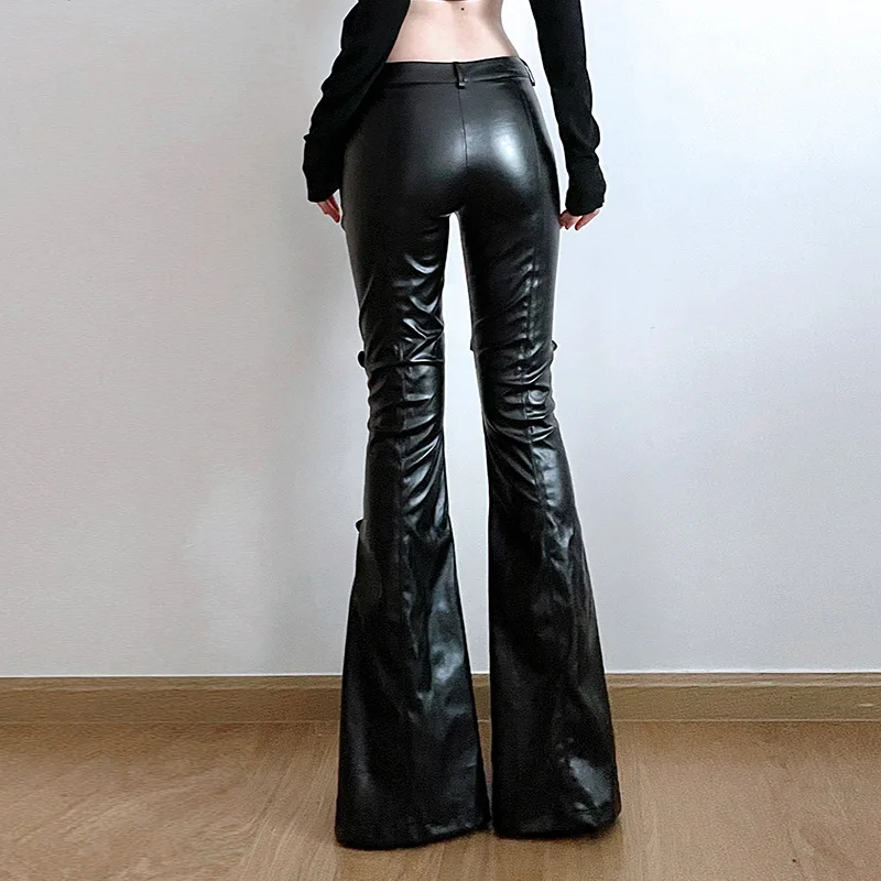 Women's PU Leather Flare Pants - Women'S Y2K Fashion Aesthetic recensione e prezzo